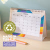 2025 A5 desk calendar in retro vibes. 100% Recycled paper and made in the UK.