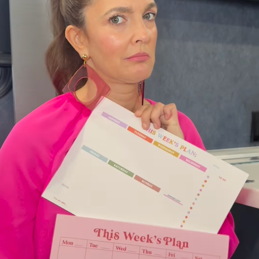 a4 vertical weekly planner in pink and red. 100% recycled paper. made in the UK. Magnetic Planner. Magnet Meal Planner. as featured by Drew Barrymore