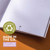 a5 lined notebook. recycled paper notebook. UK made notebook.