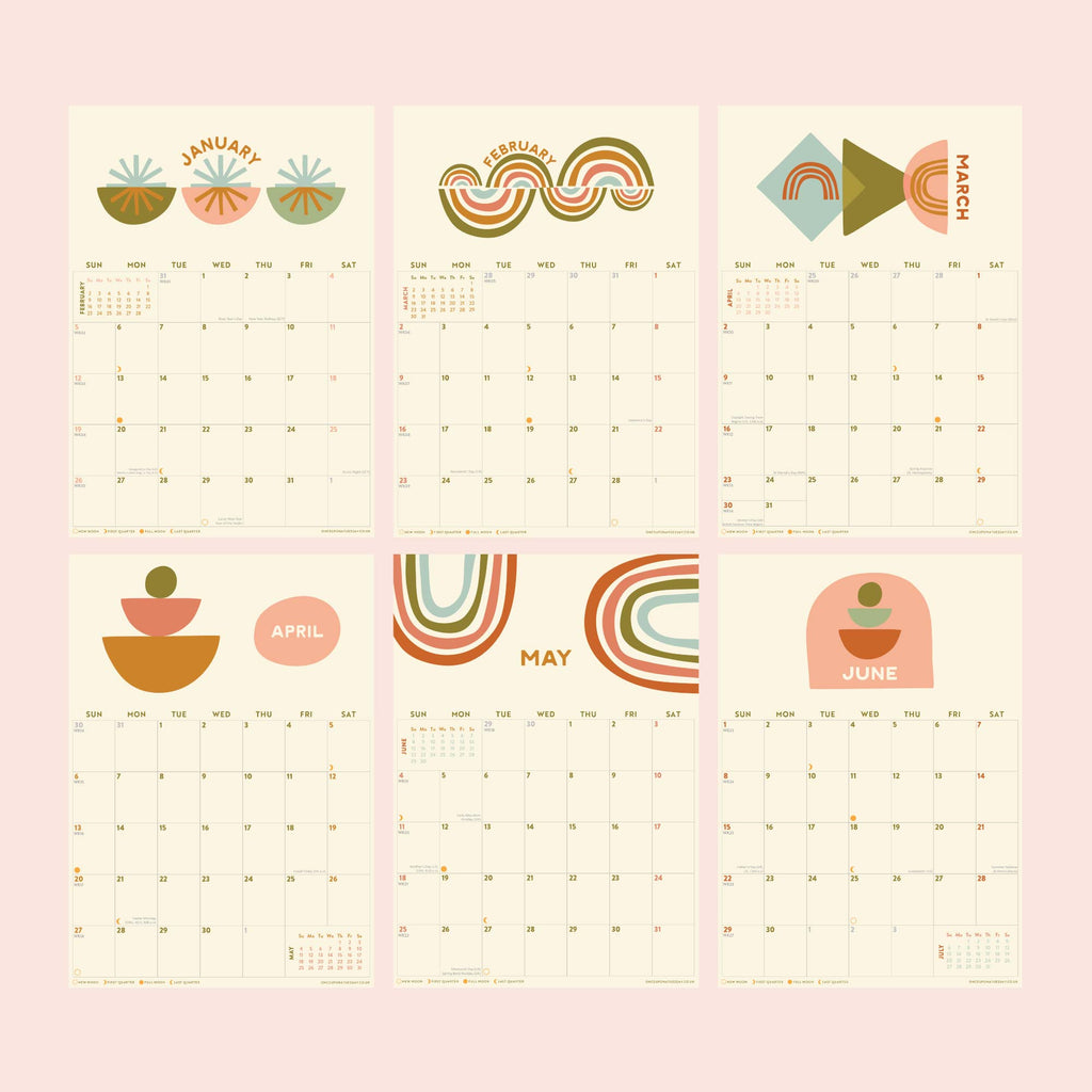 US letter approx calendar. 2025 planner. boho calendar. recycled paper planner