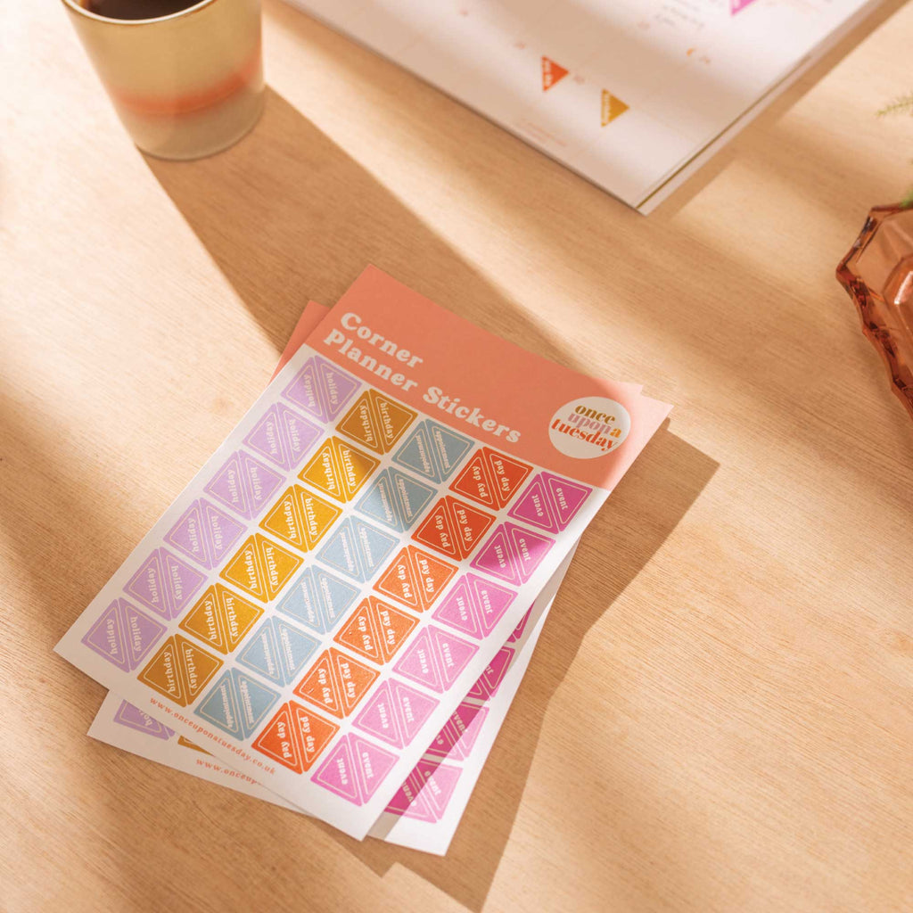 a5 sheet of corner planner stickers