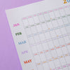 49x70cm colourful 2025 wall planner. 100% recycled paper and made in the UK.