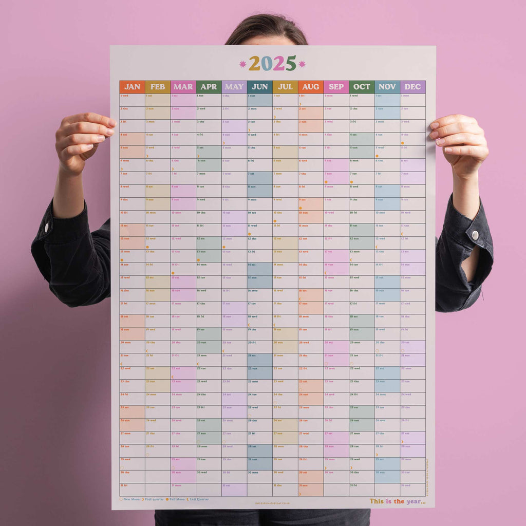 2025 pastel portrait wall planner on recycled paper