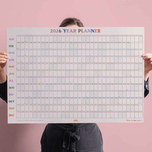 extra large 2026 wall planner. year to view. recycled paper planner. 12 month planner.