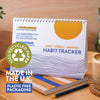 12 month habit tracker. Set and track daily, weekly, and monthly habits. A5 freestanding goal tracker. 100% recycled paper. Made in the UK.