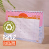 academic year 2024-2025 desk calendar, A5 size. Minimalist ocean inspired design. 100% Recycled Paper and made in the UK.