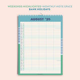 Monthly view showing 5 columns for family schedules and key dates