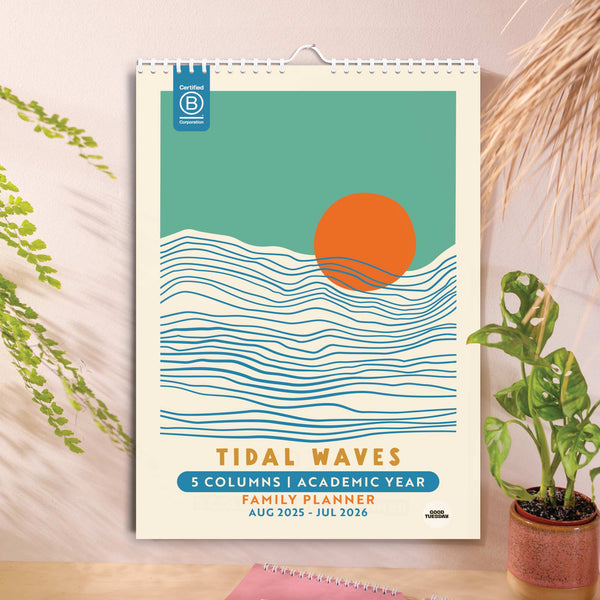 Large Family Calendar 25/26 – Tidal Waves cover with ocean art design