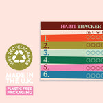 Colourful habit tracker printed on 100% recycled paper