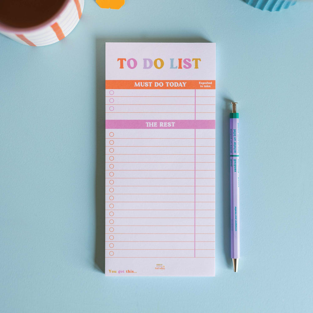 slim, compact to do list. recycled paper. priority list. colourful to do list. magnetic to do list.