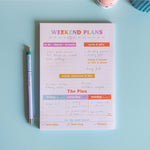 A5 planner pad. plan out your weekends. 100% recycled paper. weekend planner. weekly planner