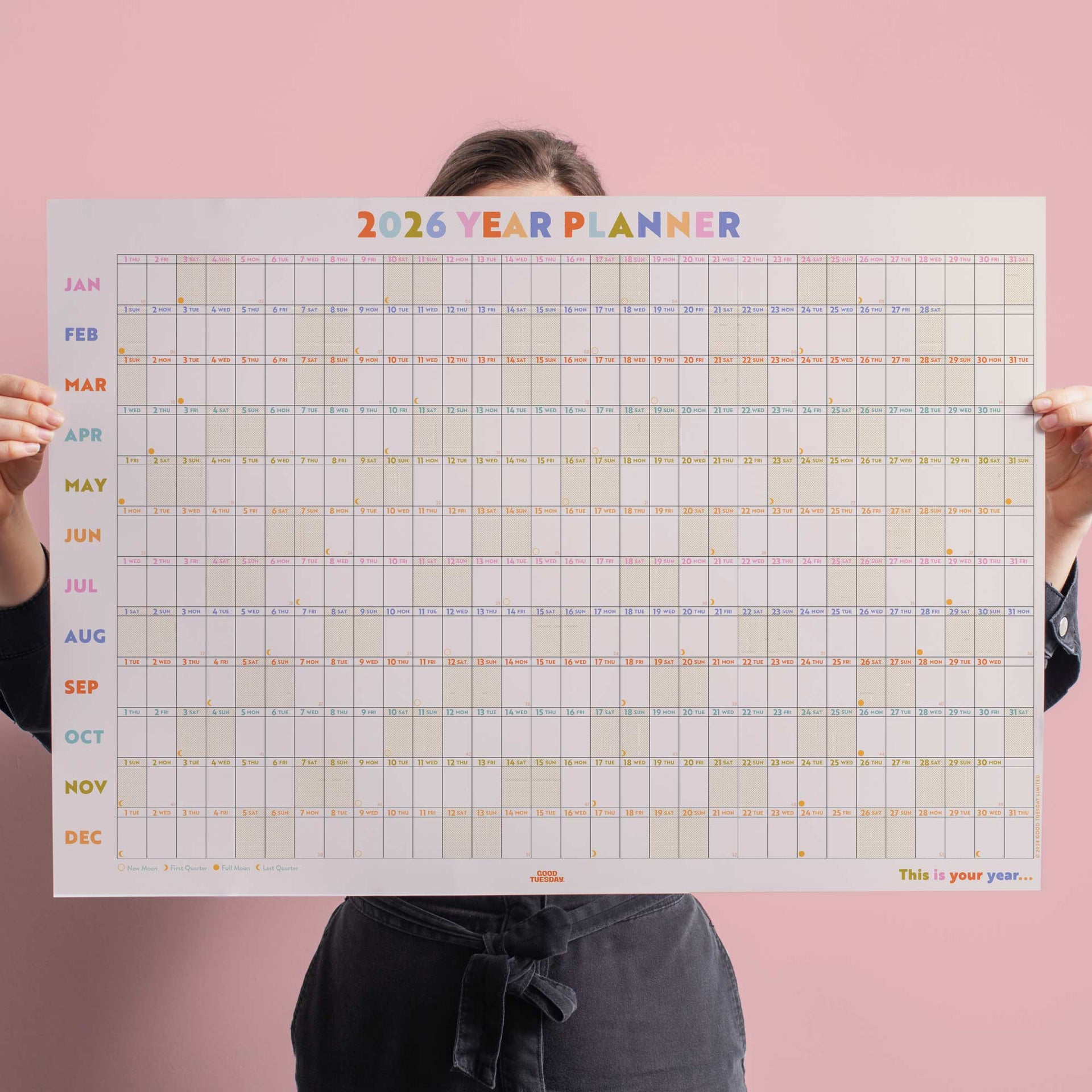 2026 Wall Planner Landscape Your Year Pastels