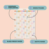 Compact 49 x 70 cm wall planner displayed above a desk