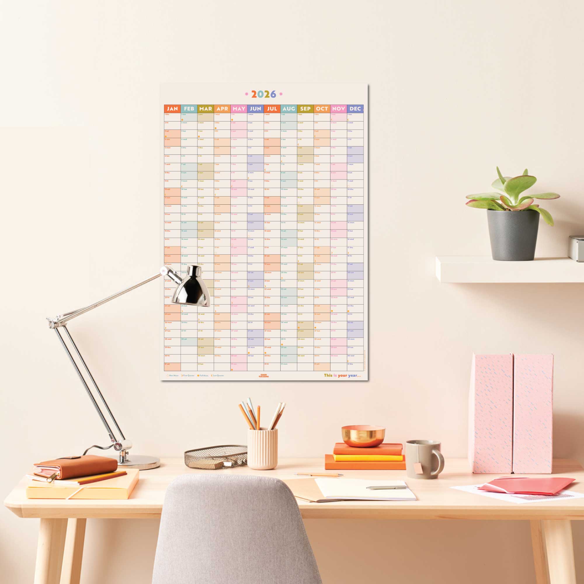 Calm, modern wall planner designed for WFH, family, or personal planning