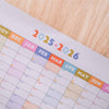 academic 2025 - 2026 year wall planner in pastel. portrait planner. 100% recycled paper