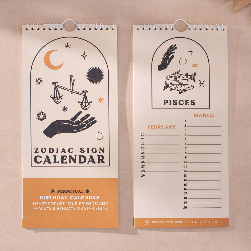 Zodiac Sign Perpetual Birthday and Celebration Calendar