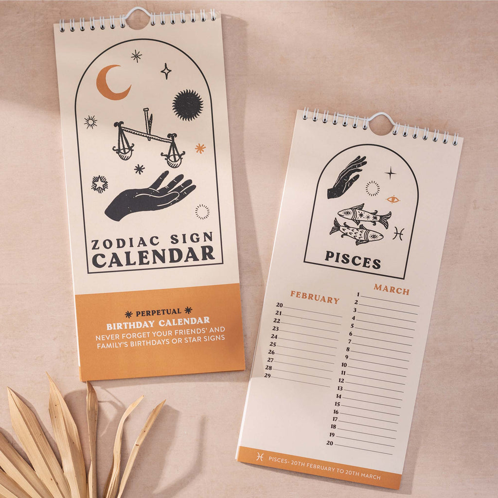 Zodiac Sign Perpetual Birthday and Celebration Calendar