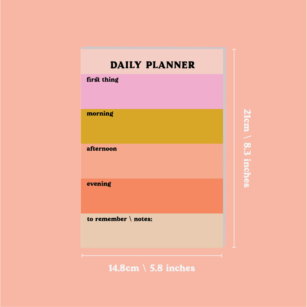 A5 Daily Planner Pad in Pastel Colour Block. This time blocking style desk pad helps organise your day with ease. 100% Recycled Paper. Made in the UK. ADHD daily planner.