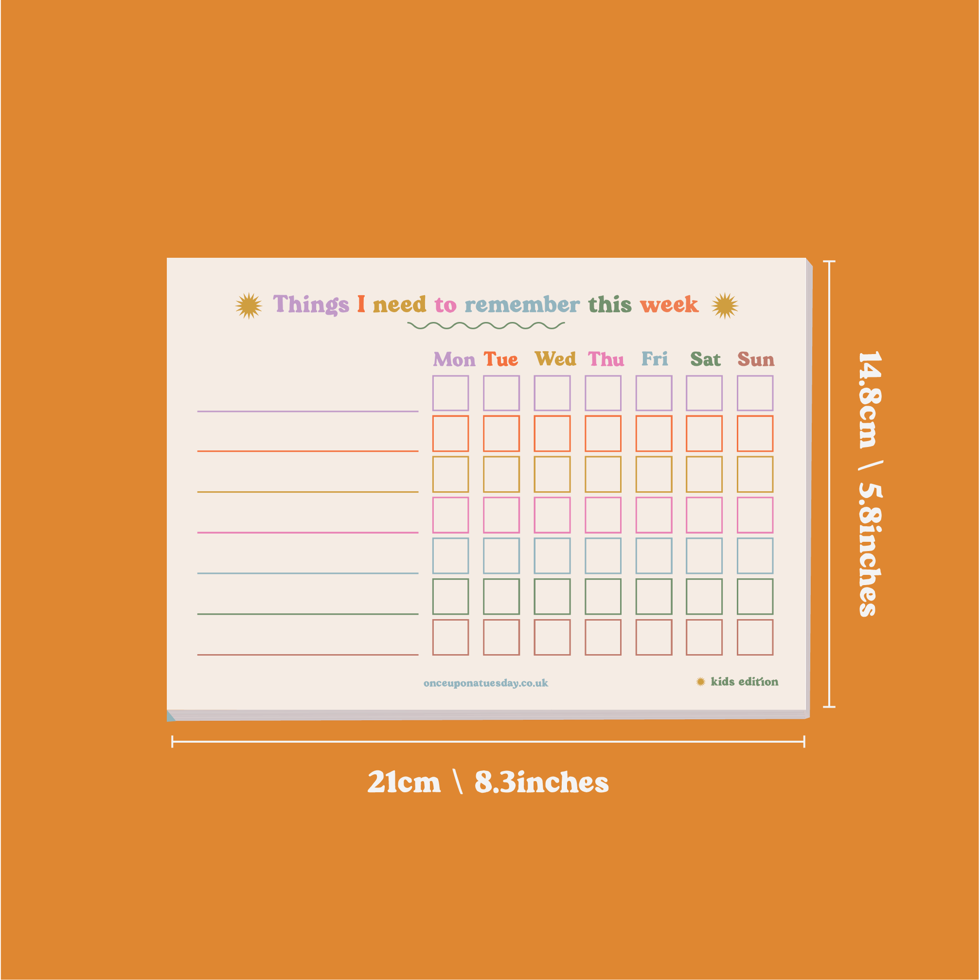 A5 Weekly Planner for Kids. Help them grow their independence with this handy chore/habit/routine tracker. Made in the UK on 100% Recycled Paper.