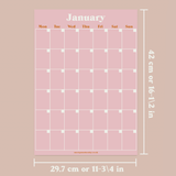 A3 wall calendar with 12 separate pages. Pastels wall planner