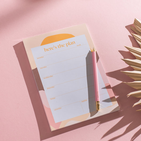 A5 weekly planner pad. sunrise. 100% recycled paper. Made in the UK.