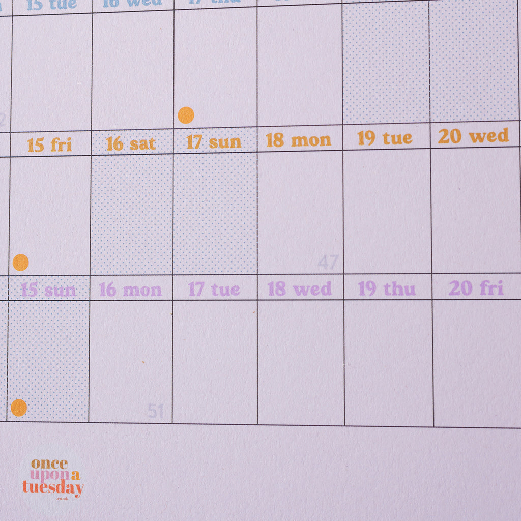 2024 landscape wall planner in the 'this is the year' design. 49cm x 70cm. 100% recycled paper. 12 months - January to december.