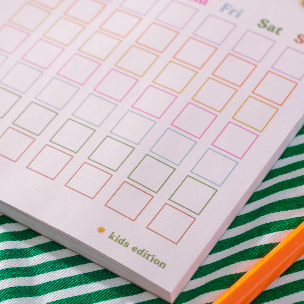 A5 Weekly Planner for Kids. Help them grow their independence with this handy chore/habit/routine tracker. Made in the UK on 100% Recycled Paper.