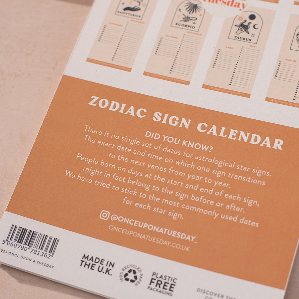 Zodiac Sign Perpetual Birthday and Celebration Calendar